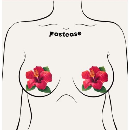 PASTEASE TROPICAL VIBRANT RED HAWAIIAN HIBISCUS BOTANICAL FLOWER BREAST PASTIES - PASHAIRD5