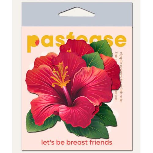 PASTEASE TROPICAL VIBRANT RED HAWAIIAN HIBISCUS BOTANICAL FLOWER BREAST PASTIES - PASHAIRD5