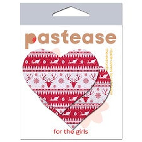 PASTEASE UGLY CHRISTMAS SWEATE GLITTER RED & WHITE HEART NIPP - PASHRTSWTR5