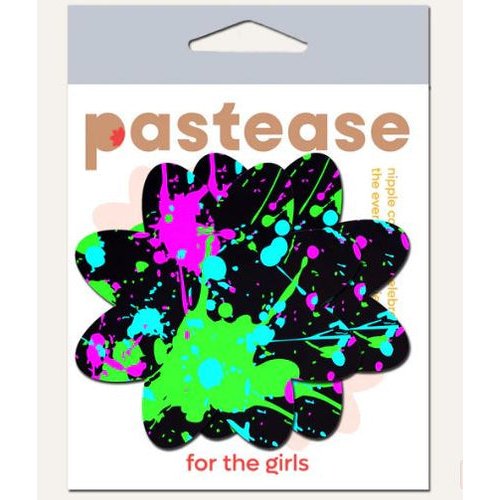 PASTEASE VIBRANT NEON PAINT SPLATTER PETAL BREAST PASTIES - PASPFLRSPTBK5