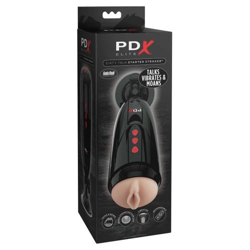 PDX ELITE DIRTY TALK STARTER STROKER LIGHT/BLACK - PDRD524