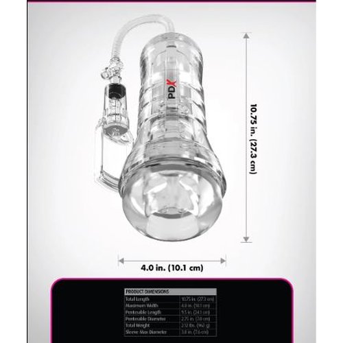 PDX ELITE VIEWTUBE VAC XXL PUMP SEE-THRU EZ GRIP STROKER - PDRD56020