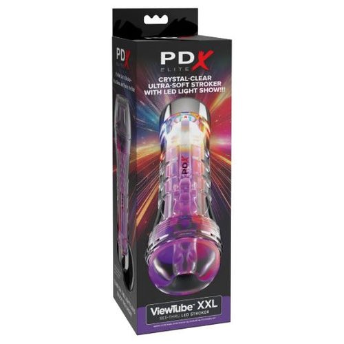 PDX ELITE VIEWTUBE XXL/SEE-THR EZ/GRIP LED STROKER CLEAR - PDRD55820