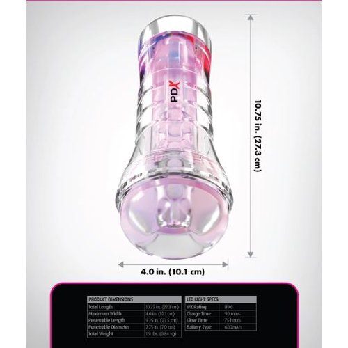 PDX ELITE VIEWTUBE XXL/SEE-THR EZ/GRIP LED STROKER CLEAR - PDRD55820