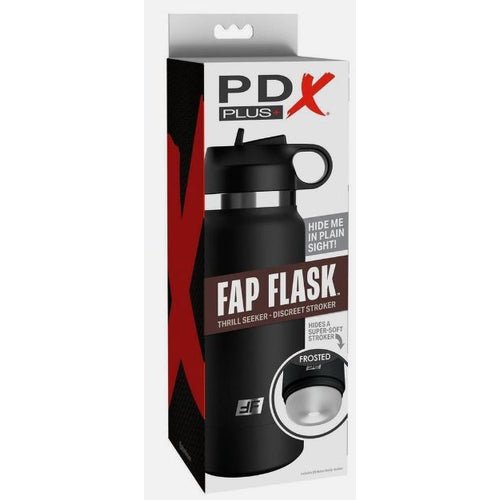 PDX PLUS FAP FLASK THRILL SEEKER DISCREET STROKER BLACK BOTTLE FROSTED - PDRD62920