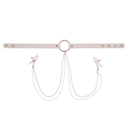 PEACHES N CREAME COLLAR W/ NIPPLE CLAMPS - SS09963