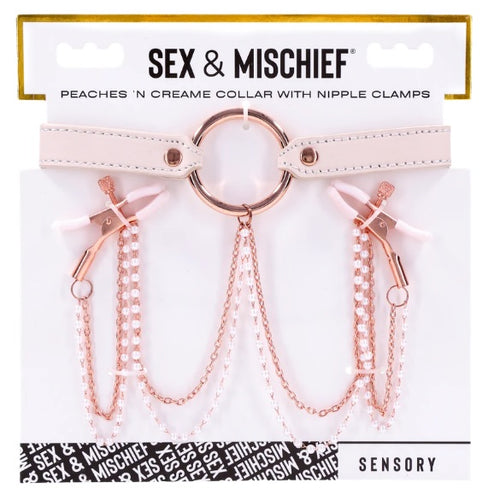 PEACHES N CREAME COLLAR W/ NIPPLE CLAMPS - SS09963
