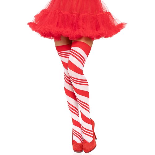 Peppermint Striped Thigh Highs - 6628      09622