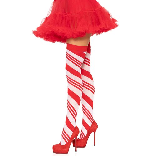 Peppermint Striped Thigh Highs - 6628      09622