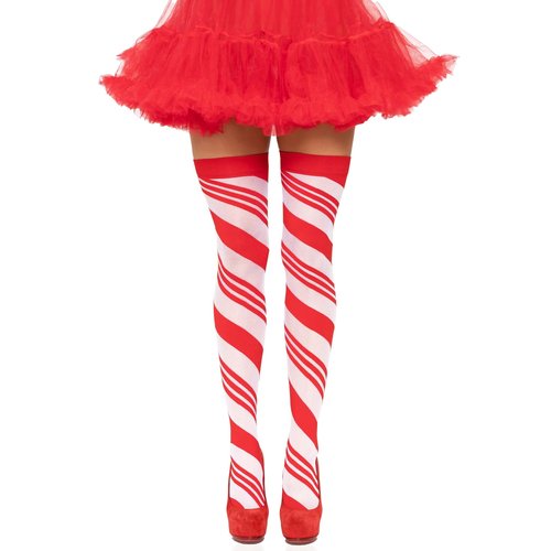 Peppermint Striped Thigh Highs - 6628      09622