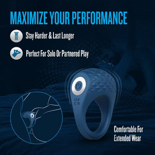 PERFORMANCE PLUS FLEX PRO VIBRATING COCK RING BLUE - BN90002