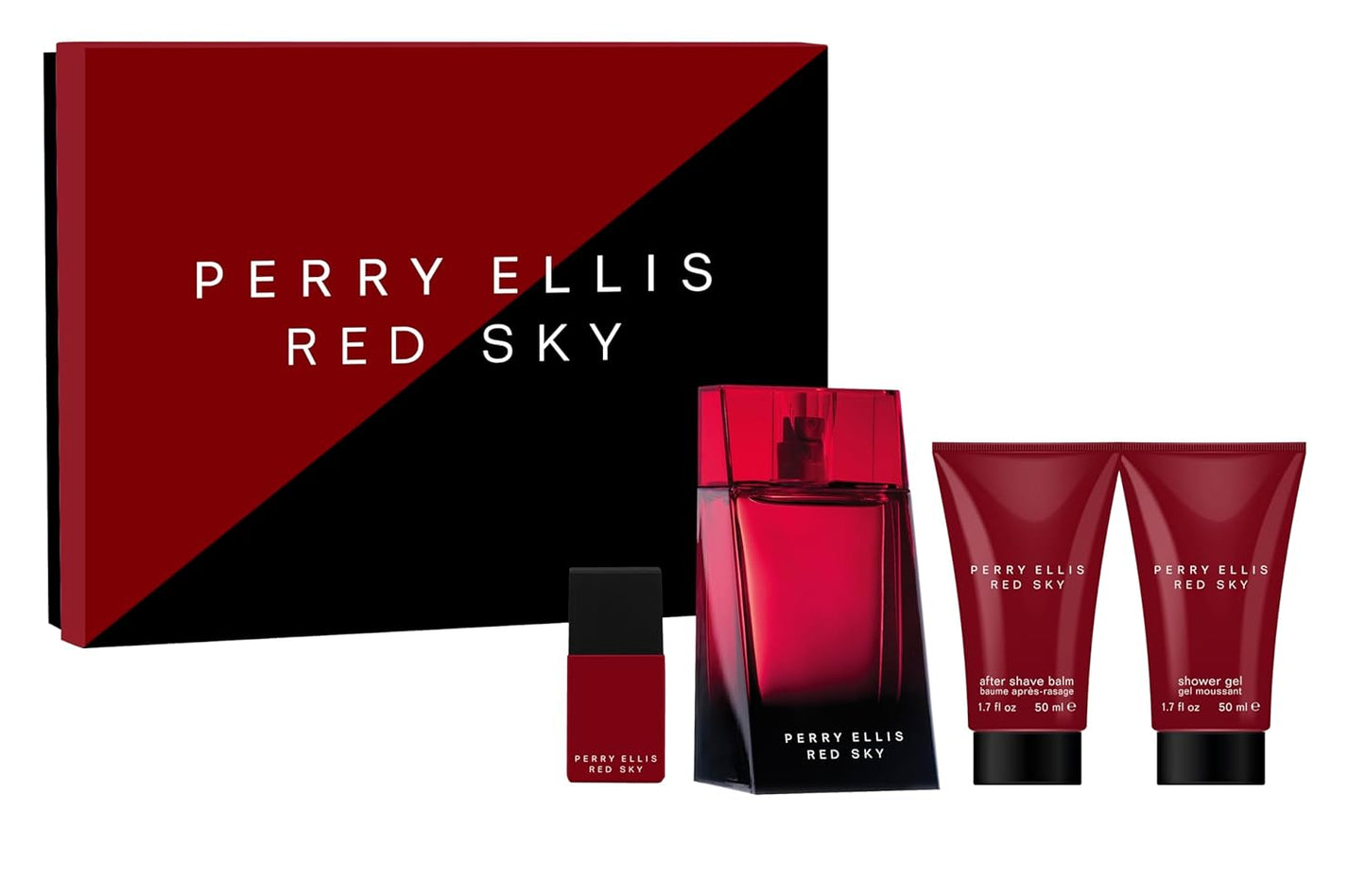 PERRY ELLIS RED SKY 4PC SET, MEN'S GIFT SET, EDT-Pinkfoxxx