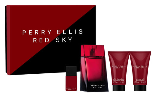 PERRY ELLIS RED SKY 4PC SET, MEN'S GIFT SET, EDT-Pinkfoxxx