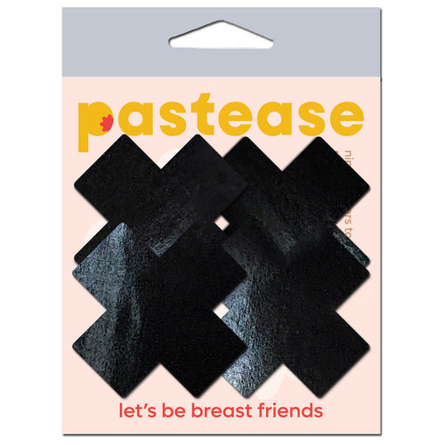 PASTEASE PETITE PLUS X FAUX LATEX BLACK CROSSES - PASPETPLSPLBK