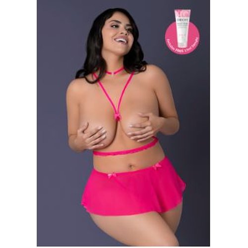 PINK KINK HARNESS TOP & SKIRT PINK GLOW 2XL