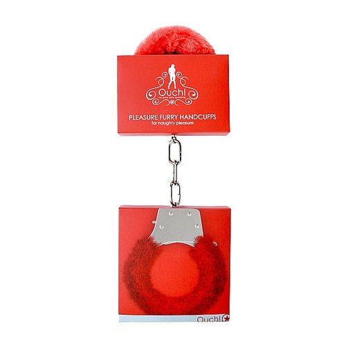 PLEASURE HANDCUFFS FURRY RED - SHTOU004RED