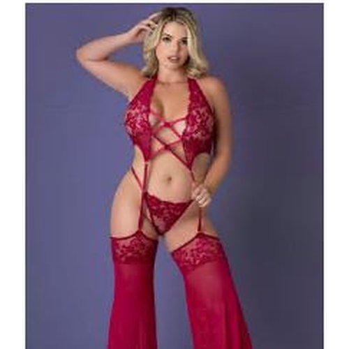 PLUNGE TOP W/REMOVABLE 2XL CHAPS & CHEEKY PANTY SET