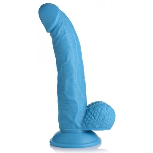 POP 7.5IN DILDO W/ BALLS BLUE - XRAG767BLU