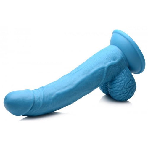 POP 7.5IN DILDO W/ BALLS BLUE - XRAG767BLU