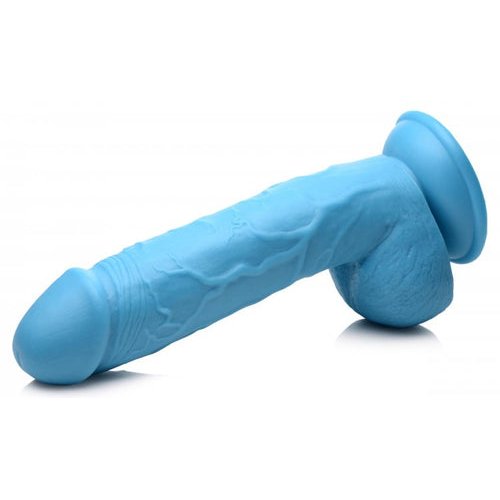 POP 8.25IN DILDO W/ BALLS BLUE - XRAG768BLU