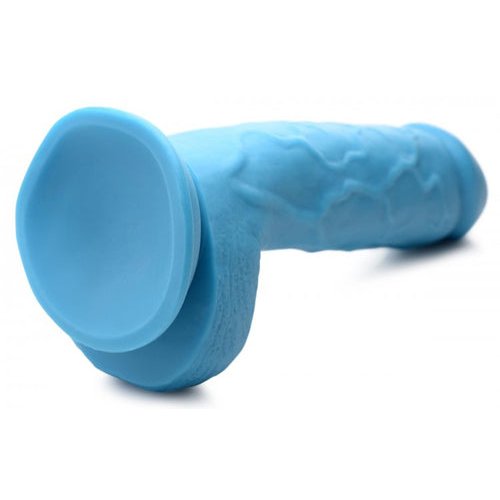 POP 8.25IN DILDO W/ BALLS BLUE - XRAG768BLU
