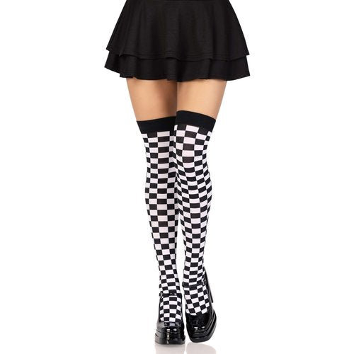 Poppy Checkerboard Thigh High Stockings - 6281      00722