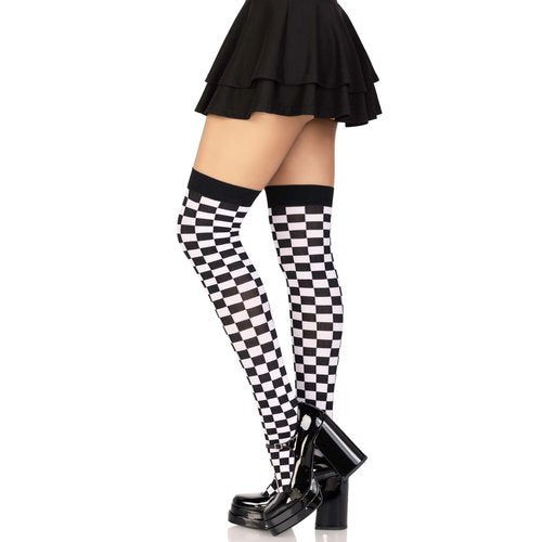 Poppy Checkerboard Thigh High Stockings - 6281      00722