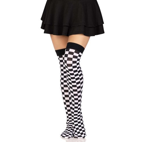 Poppy Checkerboard Thigh High Stockings - 6281      00722