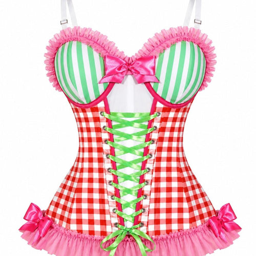 Lavish Strawberry Sweetheart Bustier Corset with Underwire Cups