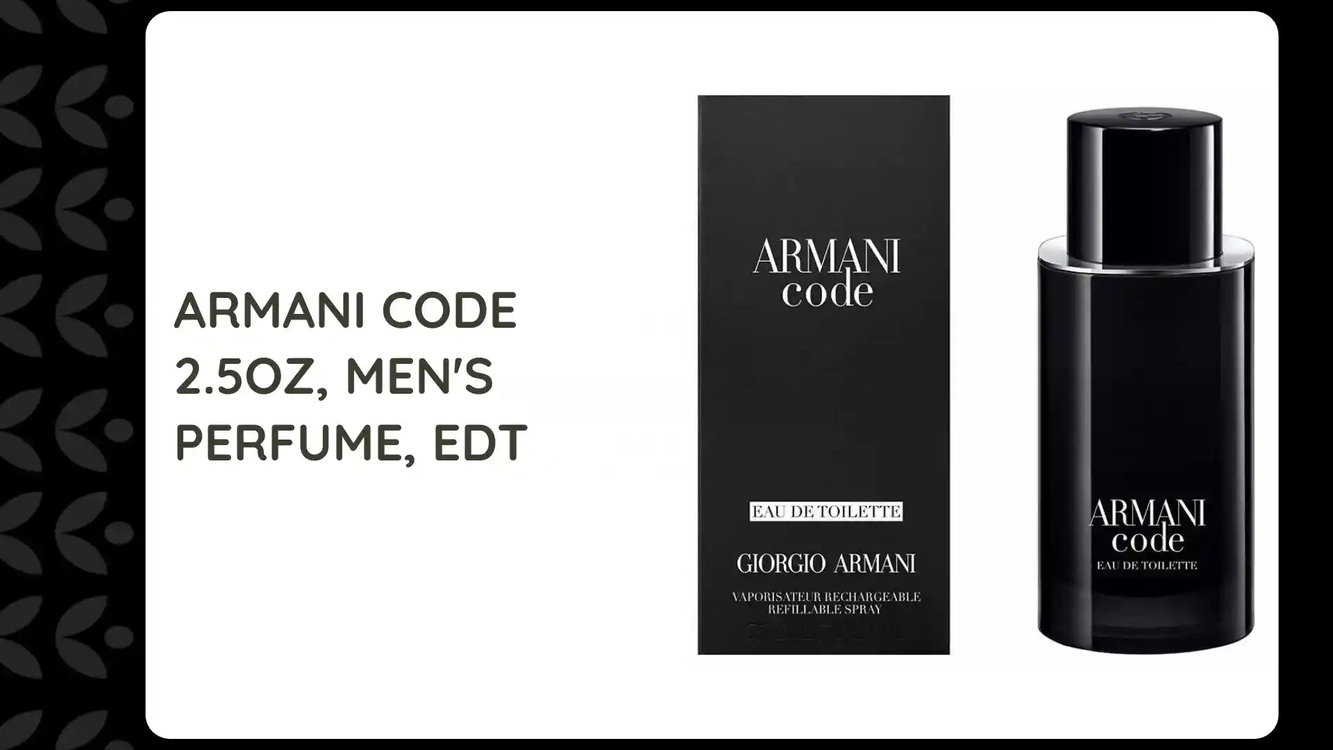ARMANI CODE 2.5OZ, MEN&#039;S PERFUME, EDT by@Outfy