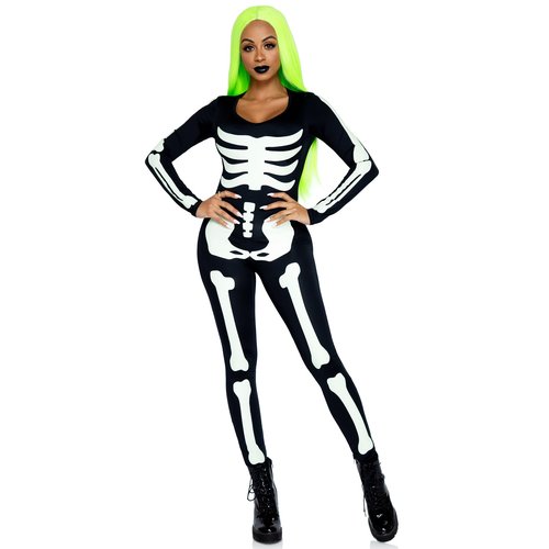 Printed Glow In The Dark Skeleton Catsuit - 85346     00701