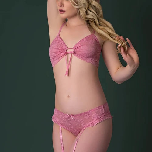 Wisteria Mist Bralette & Panty With Removable Garters