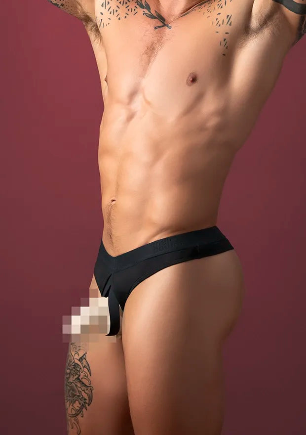 Open Ended Thong Open Front Elastic Cock Ring