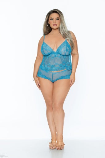 Queen Flutter Cami W/Boy Short - Lingerie-Pinkfoxxx