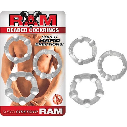 RAM BEADED COCKRINGS CLEAR