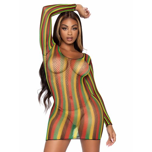 Rasta Net Mini Dress - 86959     10122