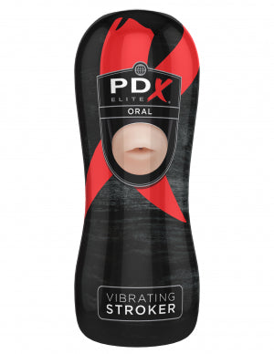 PDX ELITE VIBRATING ORAL STROKER - PDRD523