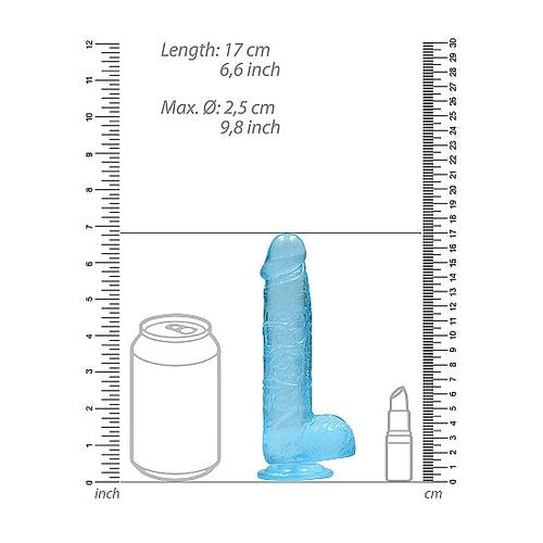 REALROCK 6IN REALISTIC DILDO W/ BALLS CLEAR BLUE - SHTREA090BLU