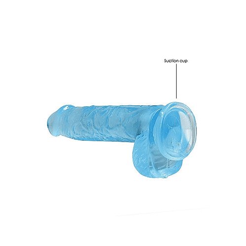 REALROCK 6IN REALISTIC DILDO W/ BALLS CLEAR BLUE - SHTREA090BLU