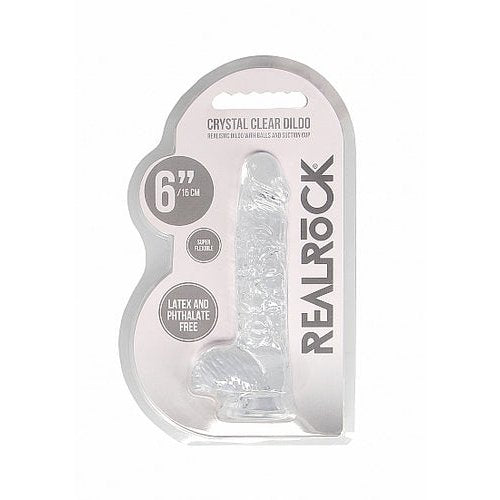 REALROCK 6IN REALISTIC DILDO W/ BALLS CRYSTAL CLEAR - SHTREA090TRA