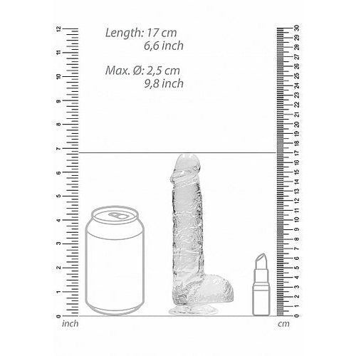 REALROCK 6IN REALISTIC DILDO W/ BALLS CRYSTAL CLEAR - SHTREA090TRA