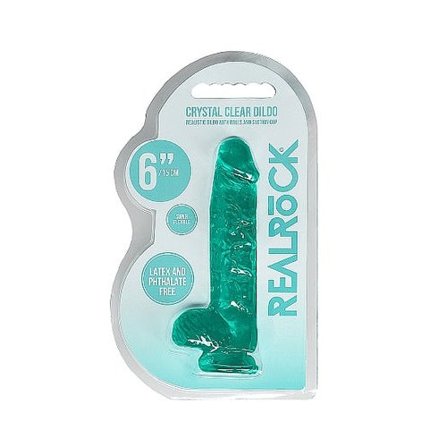 REALROCK 6IN REALISTIC DILDO W/ BALLS TURQUOISE - SHTREA090TUR