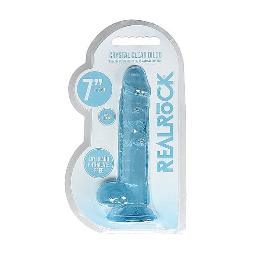 REALROCK 7IN REALISTIC DILDO W/ BALLS BLUE - SHTREA091BLU