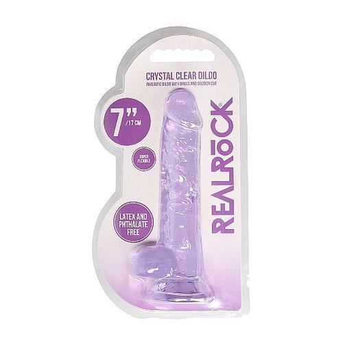 REALROCK 7IN REALISTIC DILDO W/ BALLS CLEAR PURPLE - SHTREA091PUR