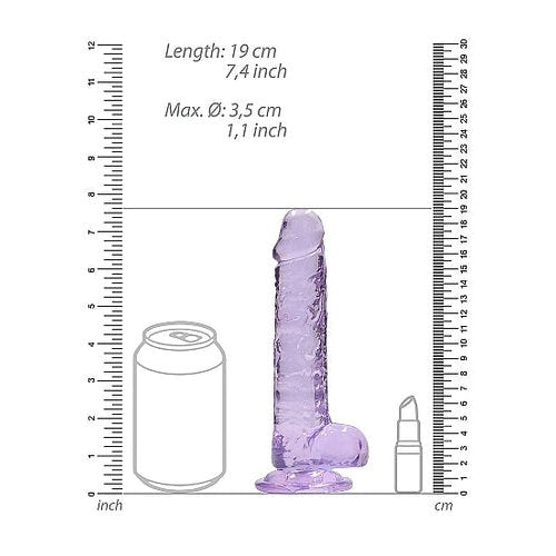 REALROCK 7IN REALISTIC DILDO W/ BALLS CLEAR PURPLE - SHTREA091PUR