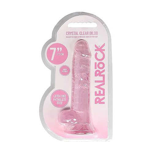 REALROCK 7IN REALISTIC DILDO W/ BALLS CLEAR PINK - SHTREA091PNK