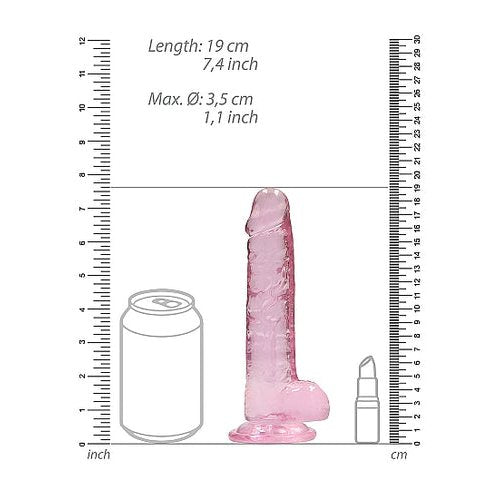 REALROCK 7IN REALISTIC DILDO W/ BALLS CLEAR PINK - SHTREA091PNK