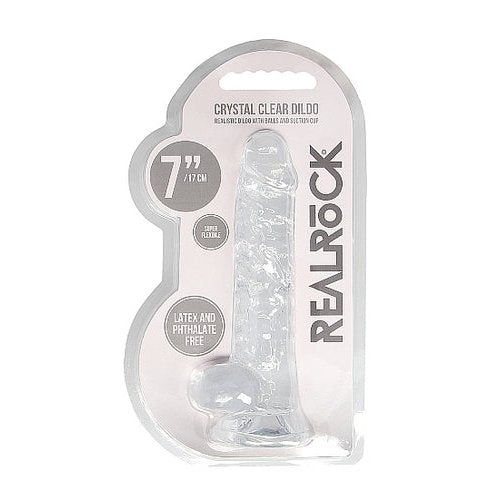 REALROCK 7IN REALISTIC DILDO W/ BALLS CRYSTAL CLEAR - SHTREA091TRA