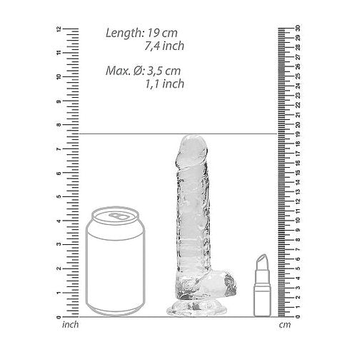 REALROCK 7IN REALISTIC DILDO W/ BALLS CRYSTAL CLEAR - SHTREA091TRA