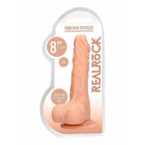 REALROCK 8IN DONG FLESH W/ TESTICLES - SHTREA095FLE